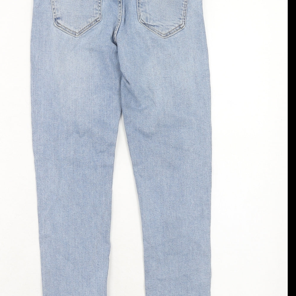 Zara Womens Blue Cotton Straight Jeans Size 8 Regular Zip