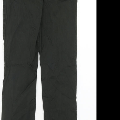 Marks and Spencer Womens Green Cotton Trousers Size 8 Regular Zip - Contrast Stitching