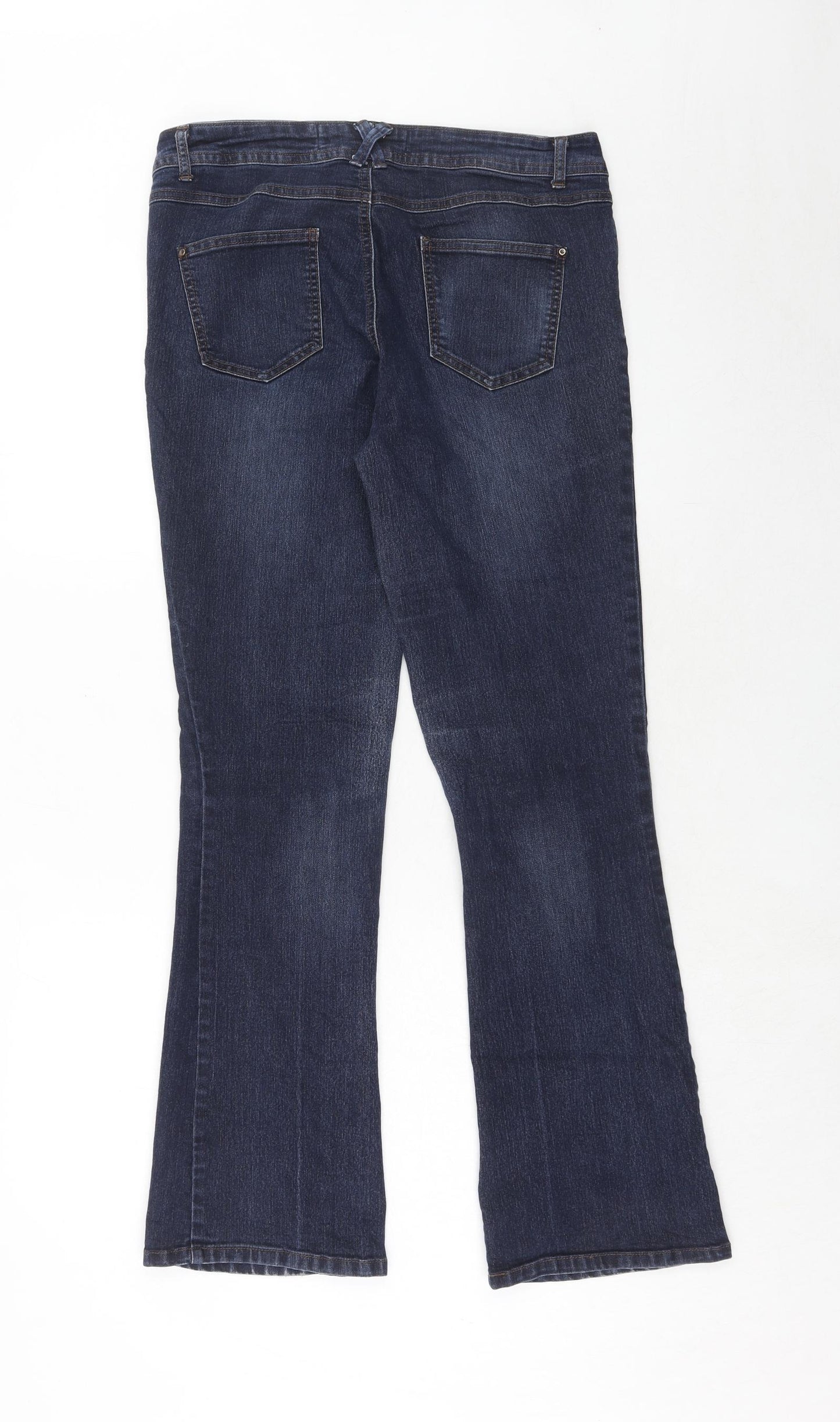 New Look Womens Blue Cotton Bootcut Jeans Size 14 Regular Zip