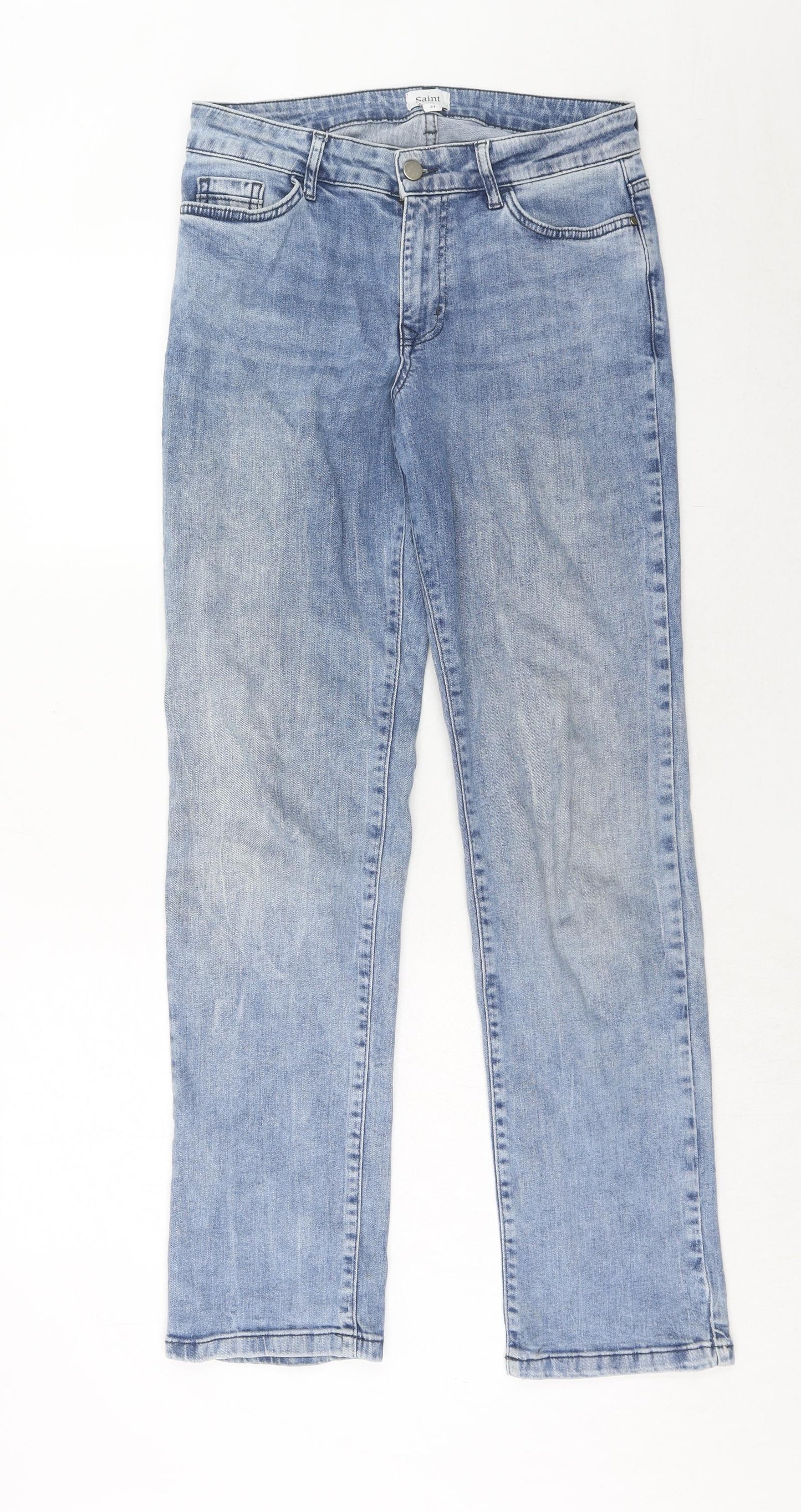 St. Tropez Womens Blue Cotton Straight Jeans Size 30 in Regular Zip