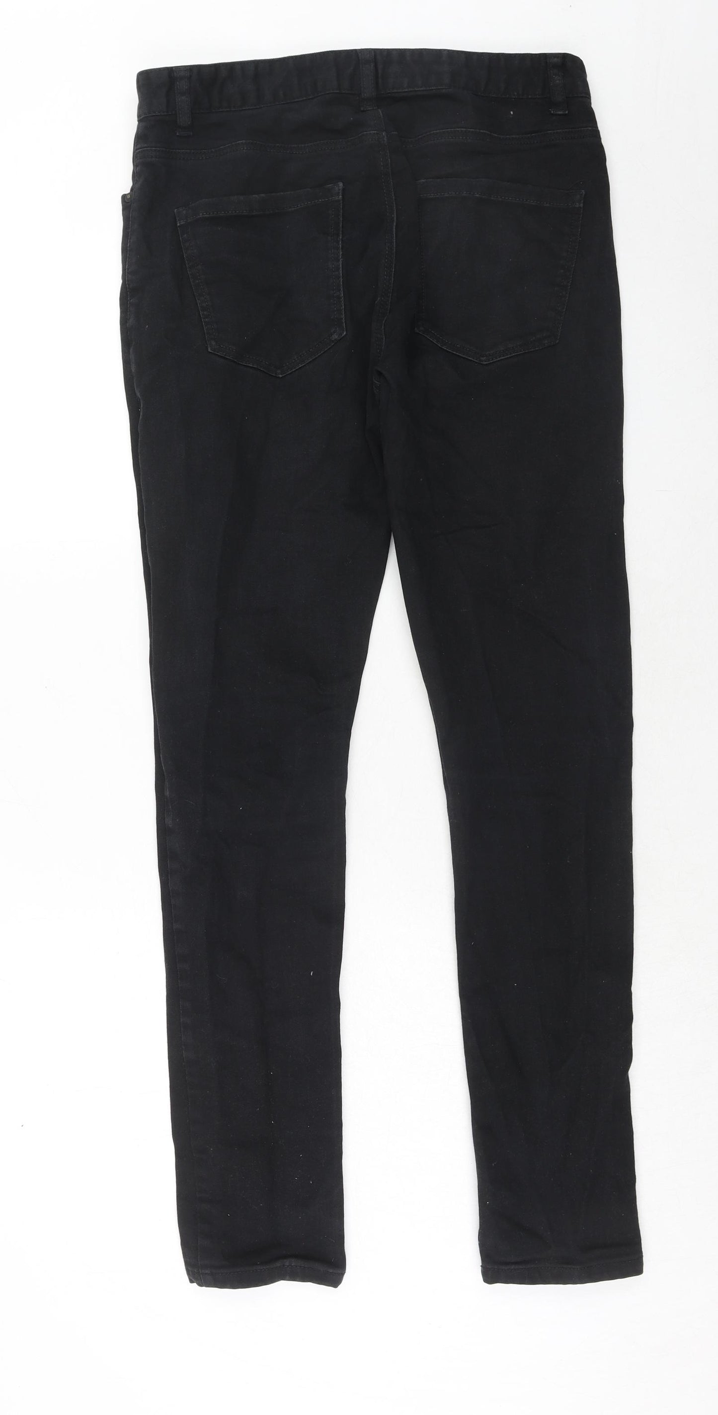 NEXT Mens Black Cotton Skinny Jeans Size 32 in L33 in Regular Zip - Long Leg