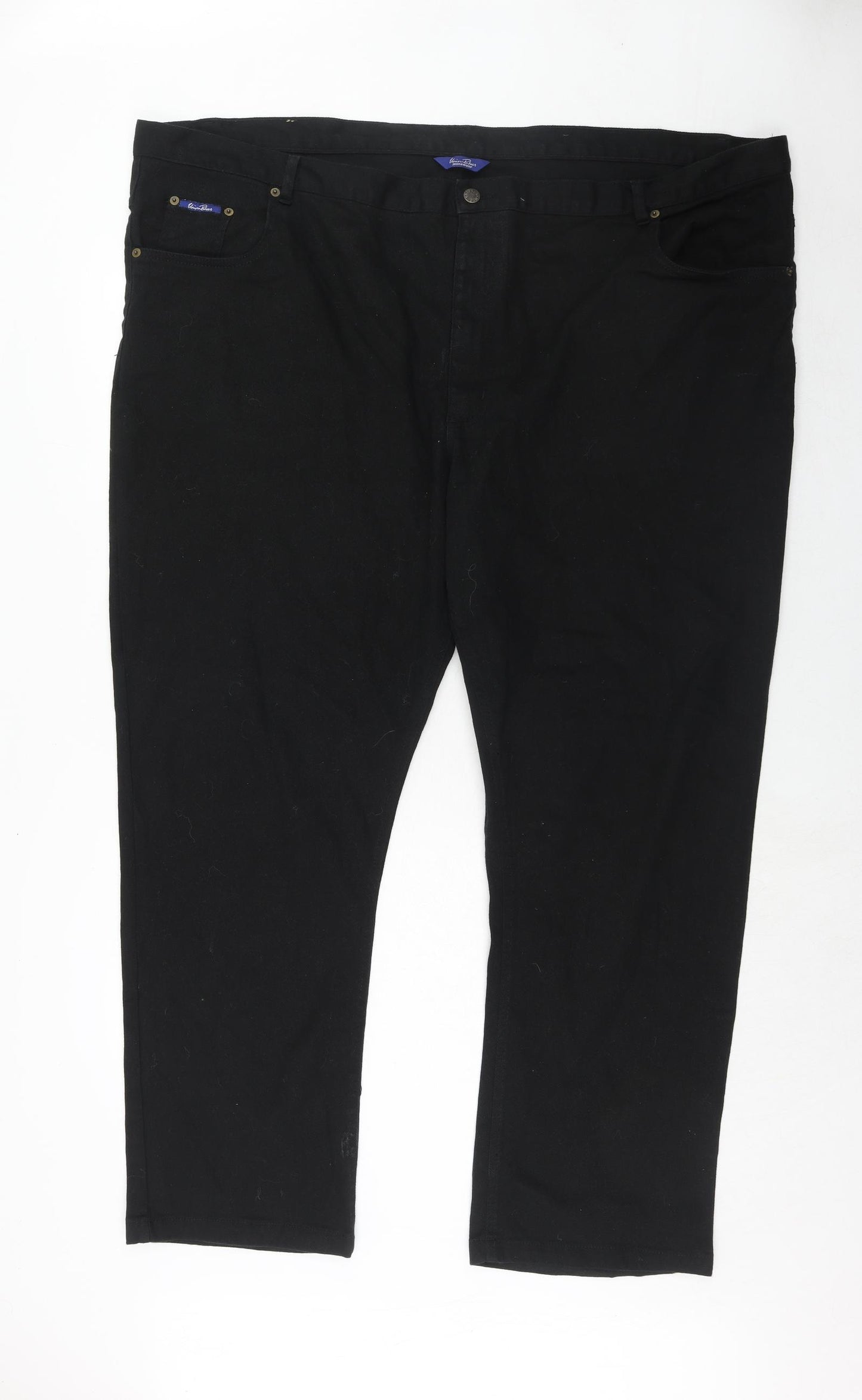 Union Blues Mens Black Cotton Straight Jeans Size 54 in Regular Zip