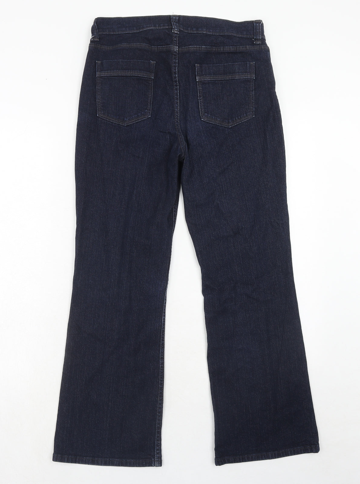Marks and Spencer Womens Blue Cotton Bootcut Jeans Size 12 Regular Zip