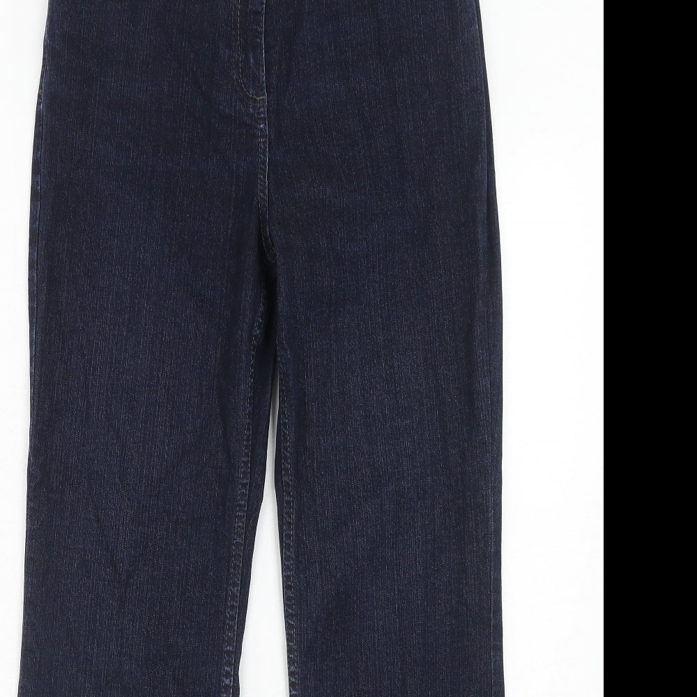 Marks and Spencer Womens Blue Cotton Bootcut Jeans Size 12 Regular Zip