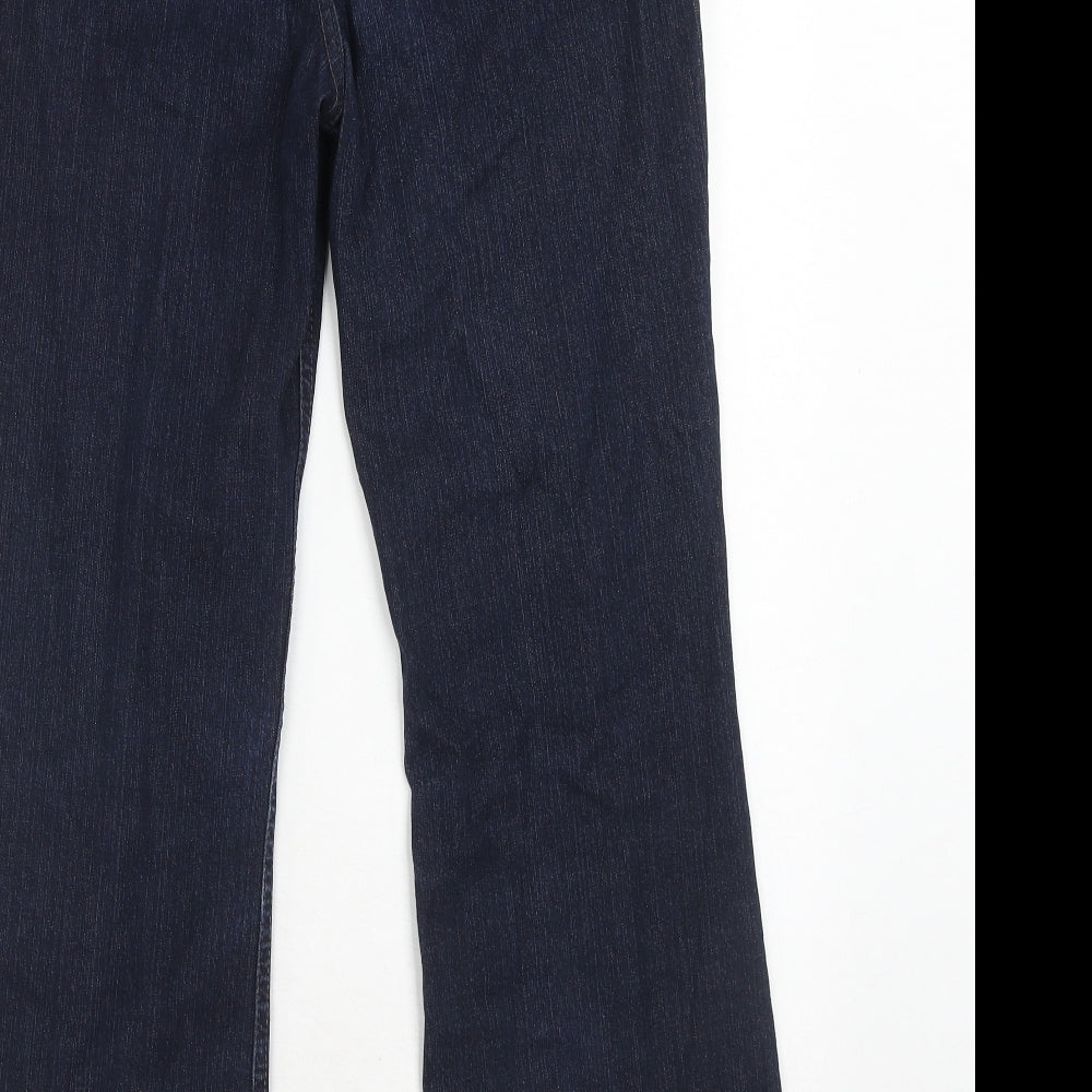 Marks and Spencer Womens Blue Cotton Bootcut Jeans Size 12 Regular Zip