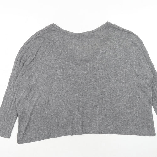 Sparkle & Fade Womens Grey Polyester Basic T-Shirt Size XS V-Neck