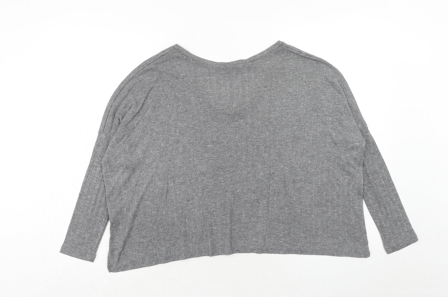Sparkle & Fade Womens Grey Polyester Basic T-Shirt Size XS V-Neck