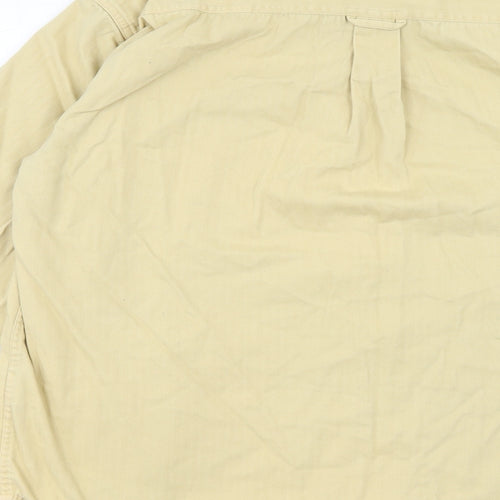 Classic Mens Yellow Cotton Button-Up Size M Collared Button