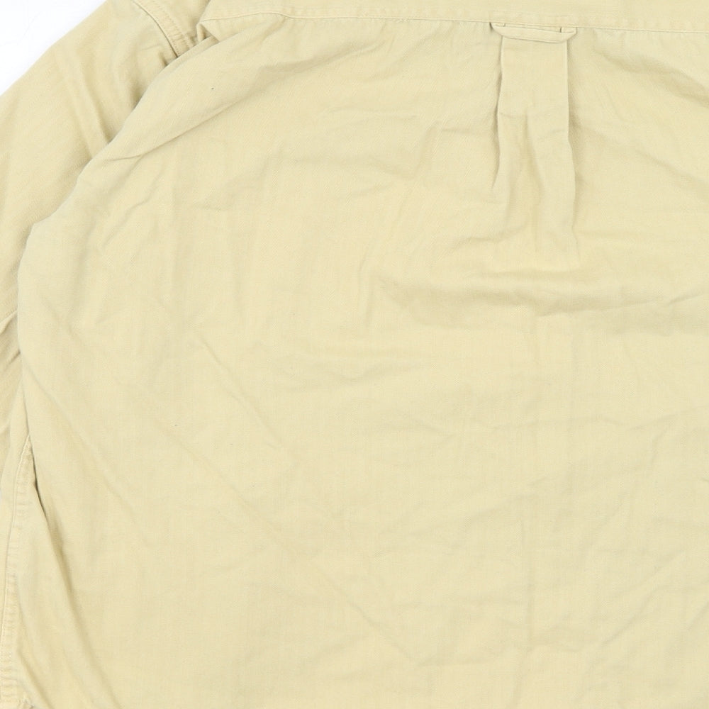 Classic Mens Yellow Cotton Button-Up Size M Collared Button