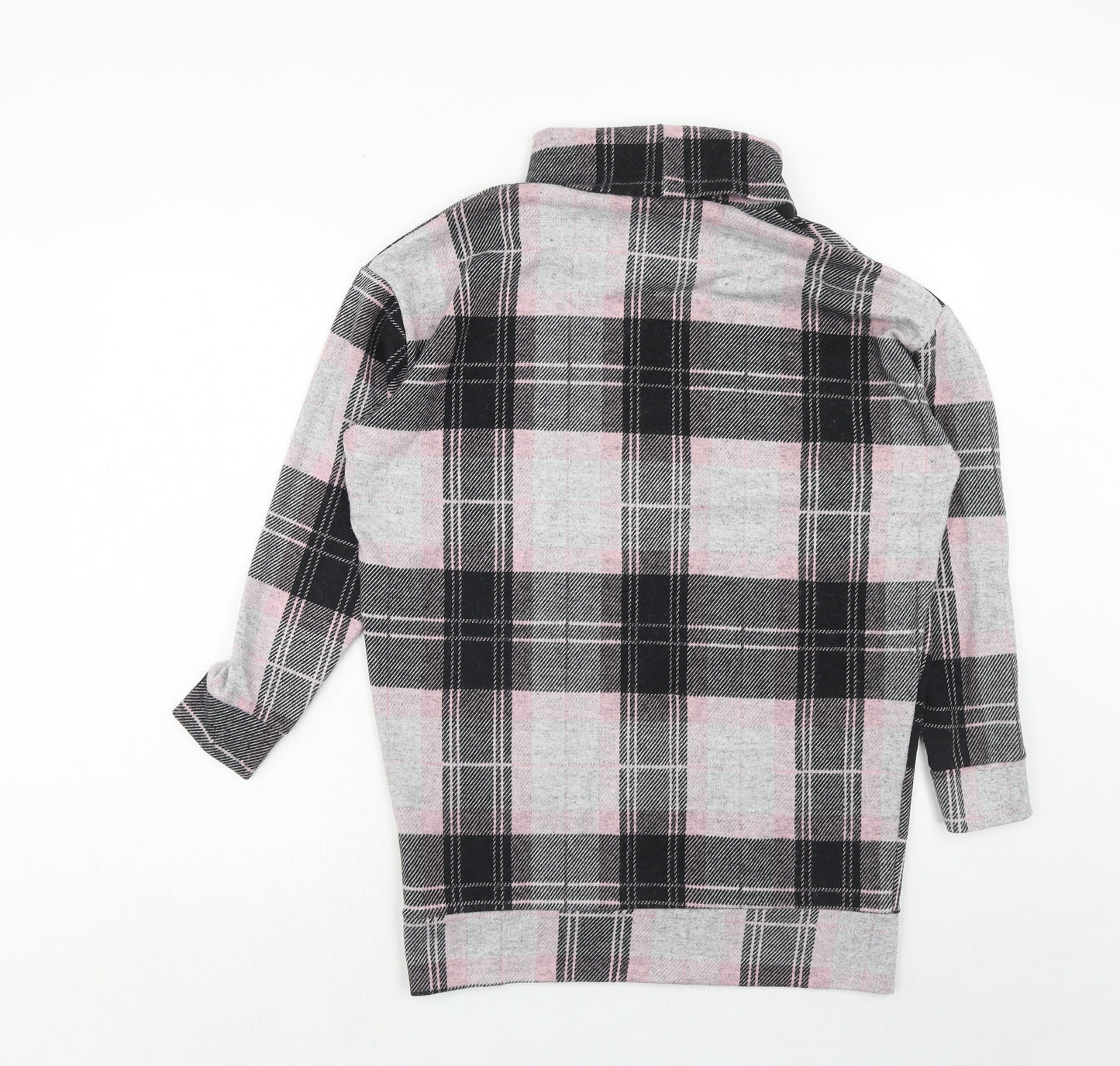 River Island Womens Pink Roll Neck Plaid Polyester Pullover Jumper Size 10
