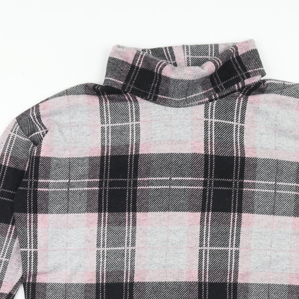 River Island Womens Pink Roll Neck Plaid Polyester Pullover Jumper Size 10
