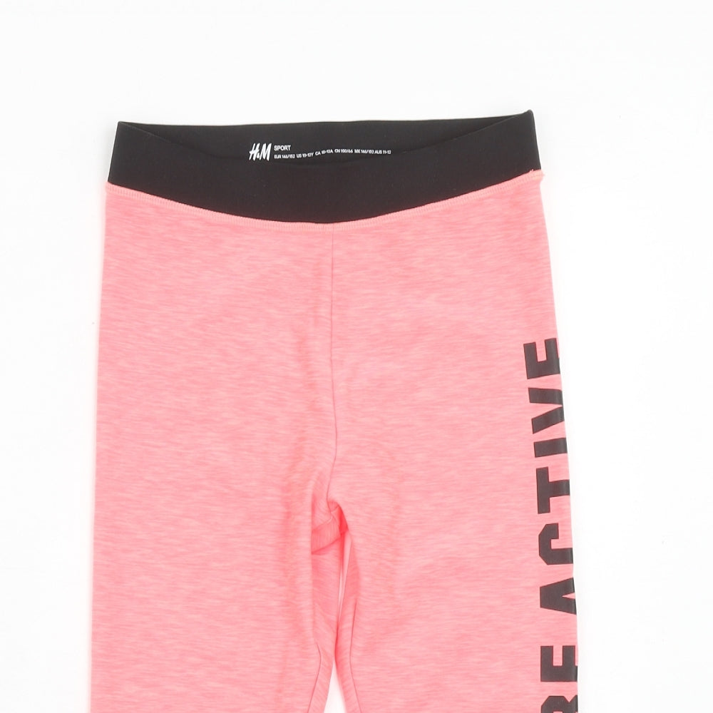 H&M Girls Pink Polyester Jogger Trousers Size 10 Years Regular Pullover - Leggings