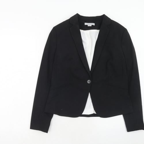 H&M Womens Black Polyester Jacket Blazer Size 14