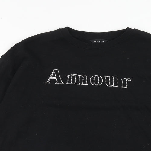 New Look Womens Black Cotton Pullover Sweatshirt Size S Pullover - Amour
