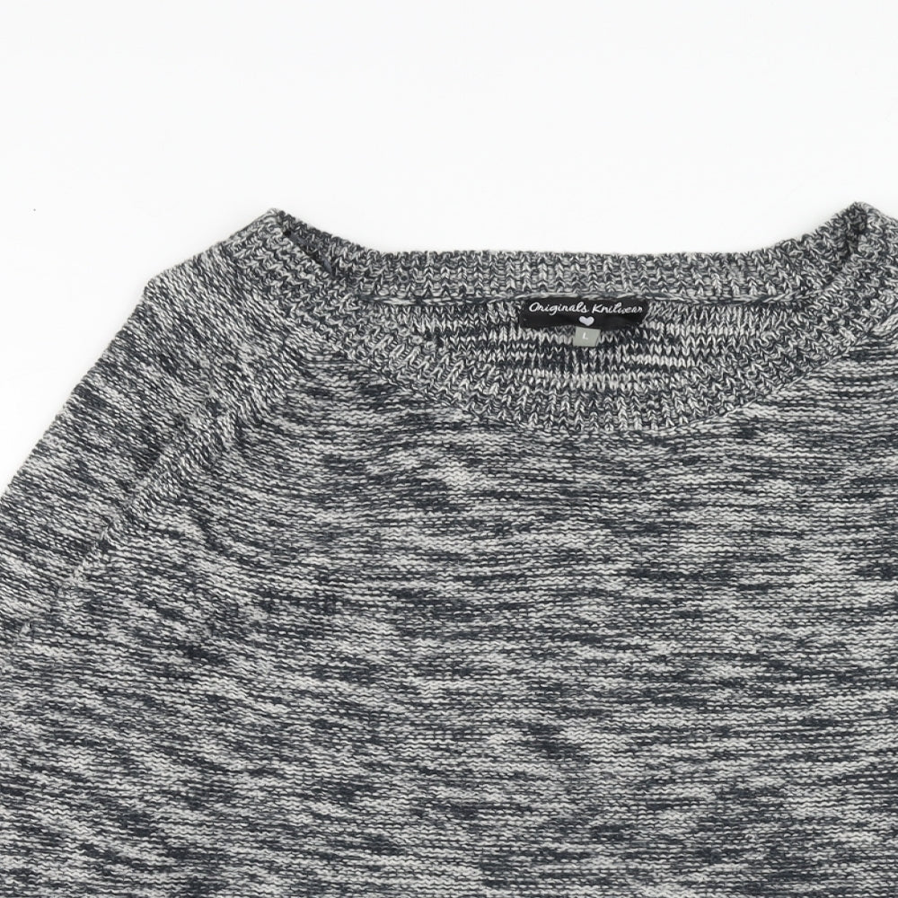 Originals Womens Grey Round Neck Acrylic Pullover Jumper Size L
