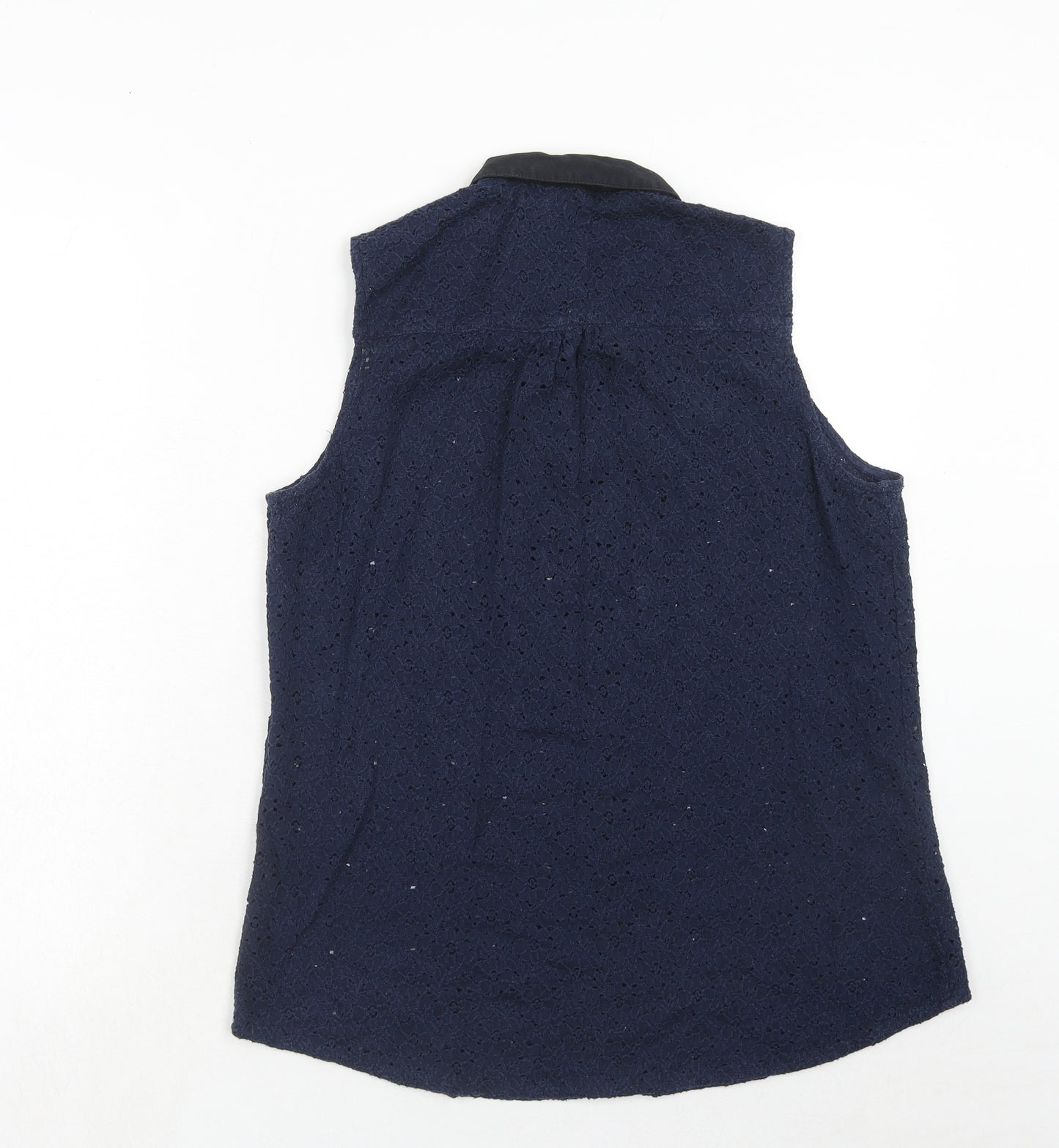 Zara Womens Blue Cotton Basic Button-Up Size L Collared