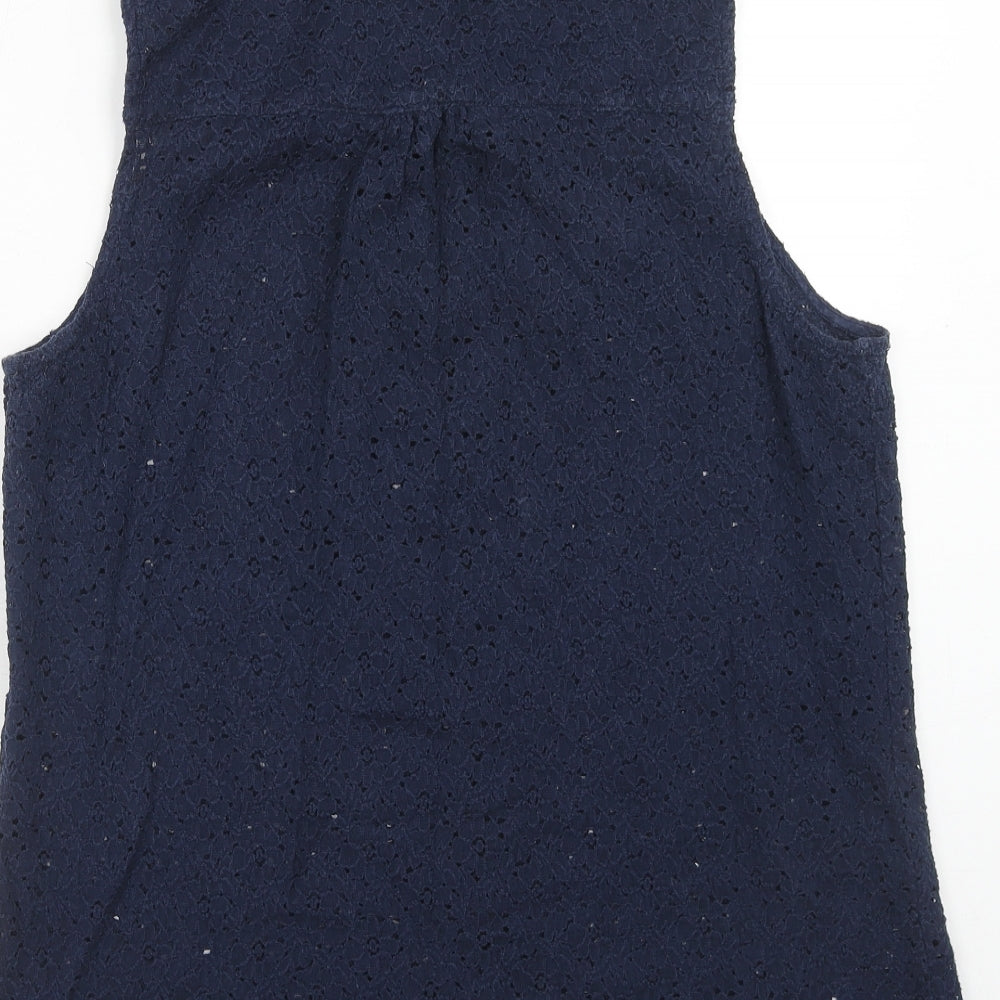 Zara Womens Blue Cotton Basic Button-Up Size L Collared