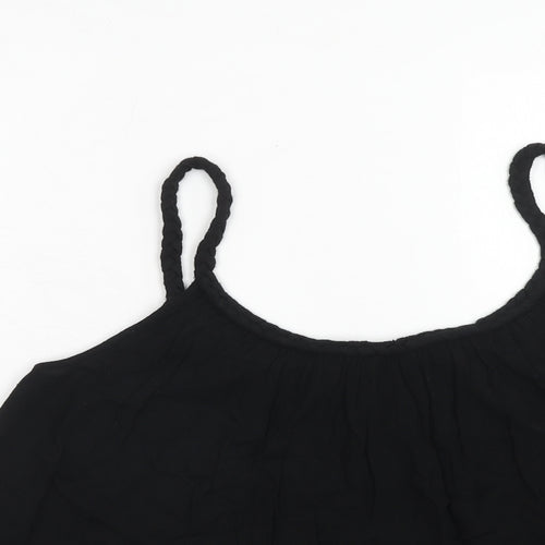 Topshop Womens Black Viscose Basic Tank Size 10 Round Neck