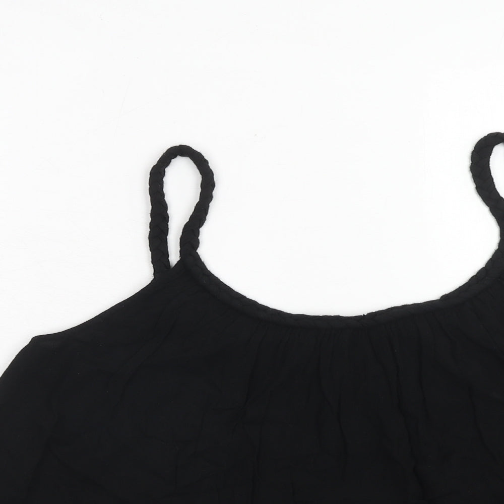 Topshop Womens Black Viscose Basic Tank Size 10 Round Neck