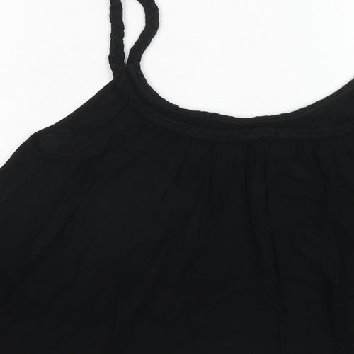 Topshop Womens Black Viscose Basic Tank Size 10 Round Neck