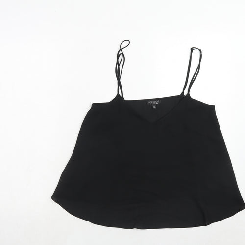 Topshop Womens Black Polyester Basic Tank Size 10 V-Neck