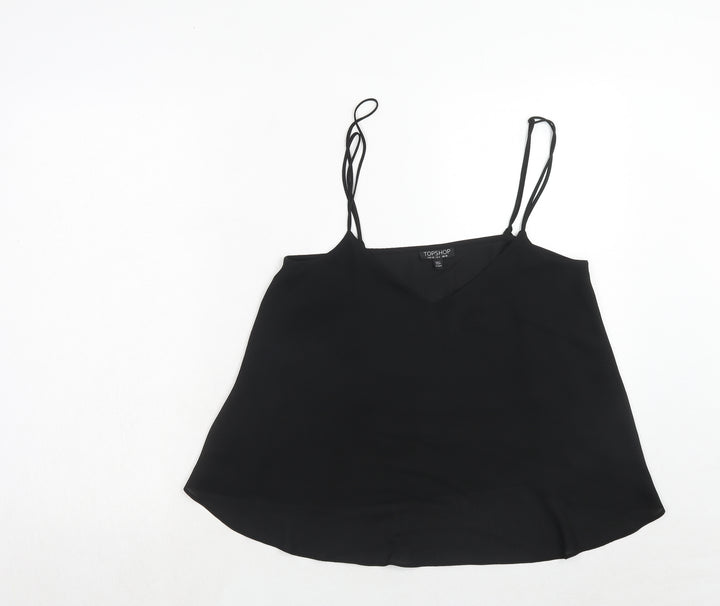Topshop Womens Black Polyester Basic Tank Size 10 V-Neck