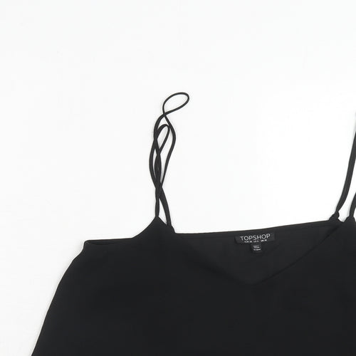 Topshop Womens Black Polyester Basic Tank Size 10 V-Neck