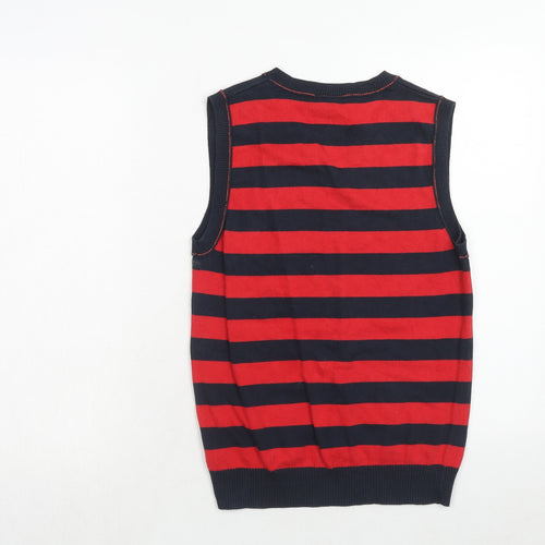 NEXT Boys Red V-Neck Striped Cotton Pullover Jumper Size 12 Years Pullover