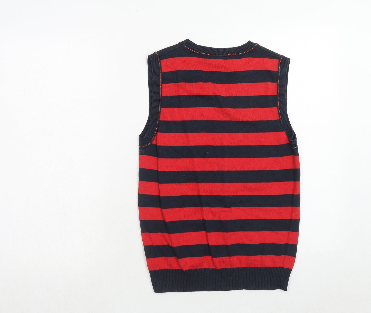 NEXT Boys Red V-Neck Striped Cotton Pullover Jumper Size 12 Years Pullover