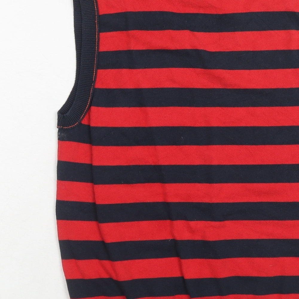 NEXT Boys Red V-Neck Striped Cotton Pullover Jumper Size 12 Years Pullover