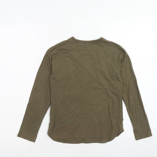 Zara Boys Green Cotton Pullover T-Shirt Size 8 Years Crew Neck Pullover