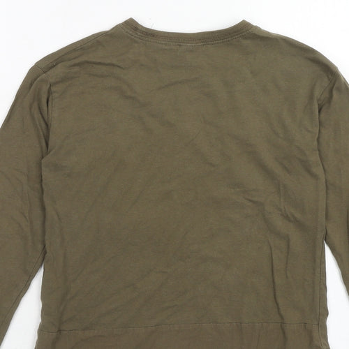 Zara Boys Green Cotton Pullover T-Shirt Size 8 Years Crew Neck Pullover