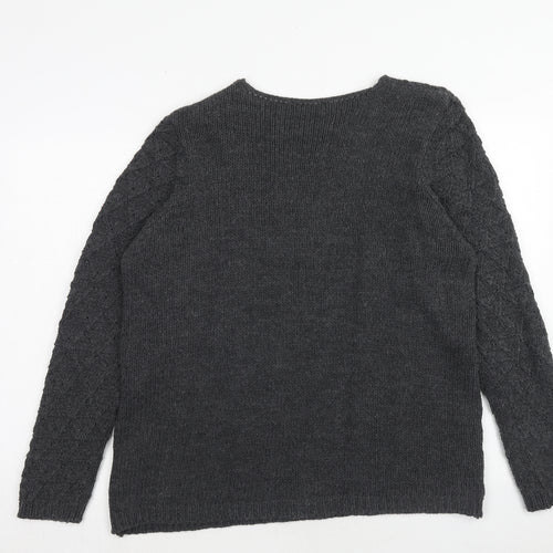 Debenhams Womens Grey Round Neck Geometric Acrylic Pullover Jumper Size 20
