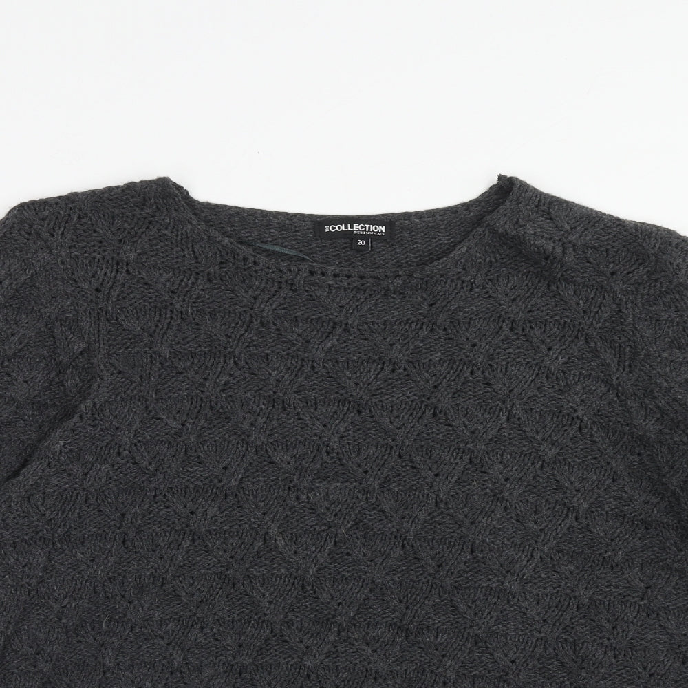 Debenhams Womens Grey Round Neck Geometric Acrylic Pullover Jumper Size 20
