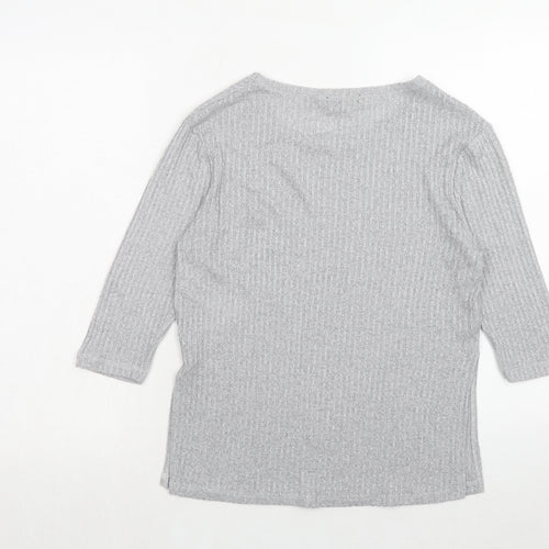 New Look Womens Grey Polyester Basic T-Shirt Size 10 Round Neck