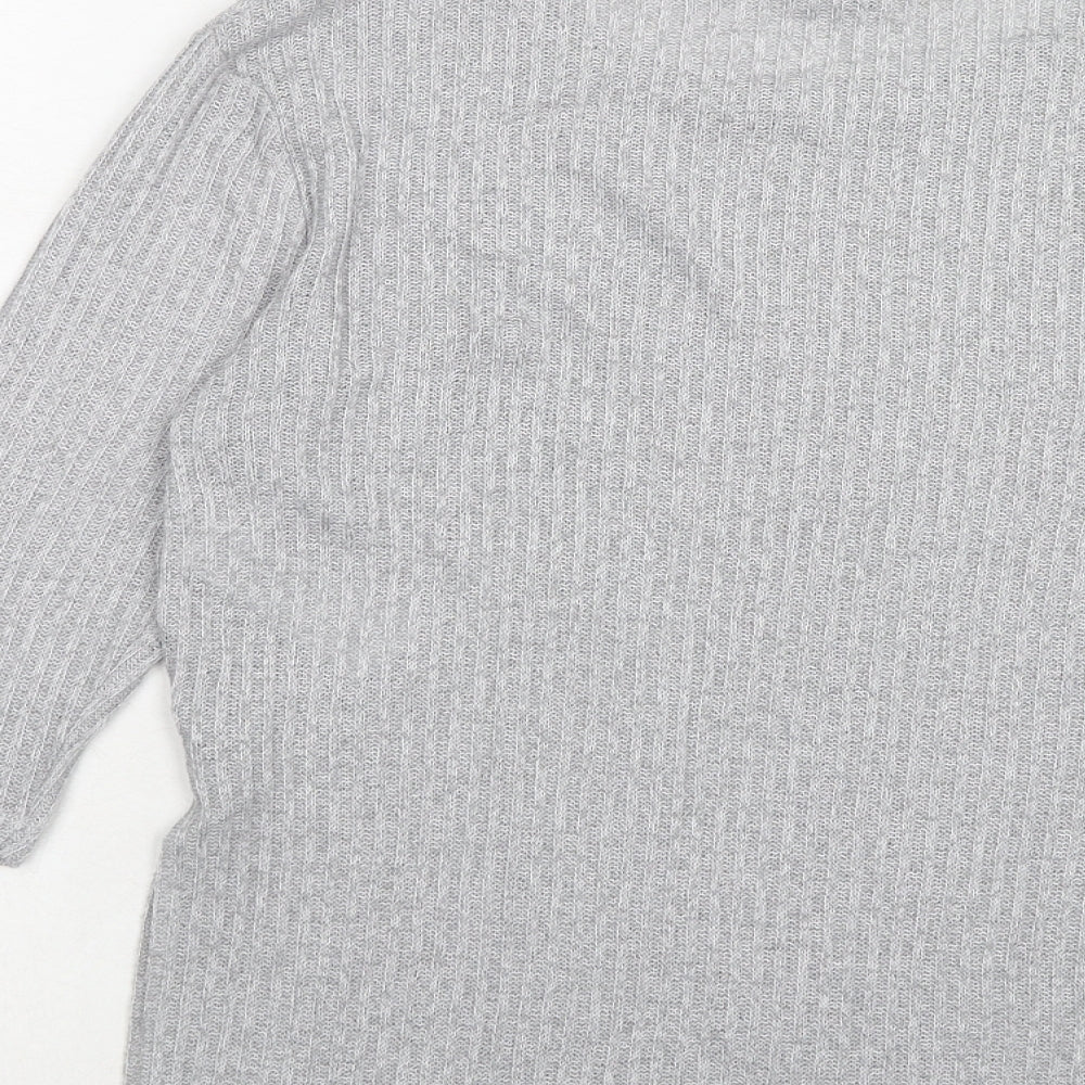 New Look Womens Grey Polyester Basic T-Shirt Size 10 Round Neck