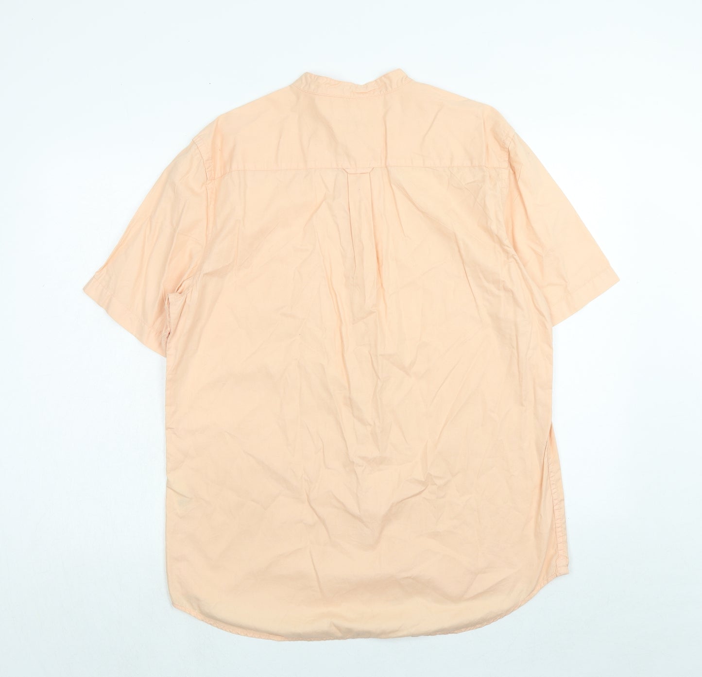 River Island Mens Orange Cotton Button-Up Size L Round Neck Button