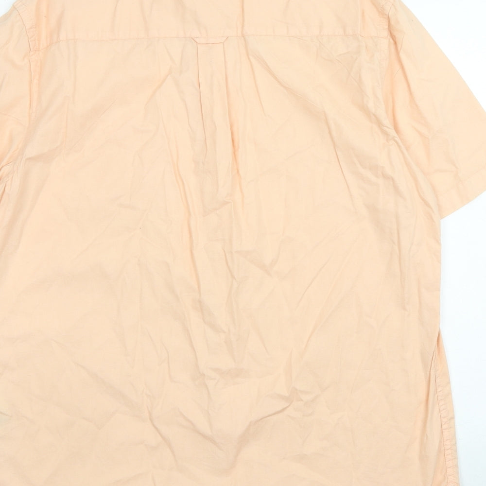 River Island Mens Orange Cotton Button-Up Size L Round Neck Button