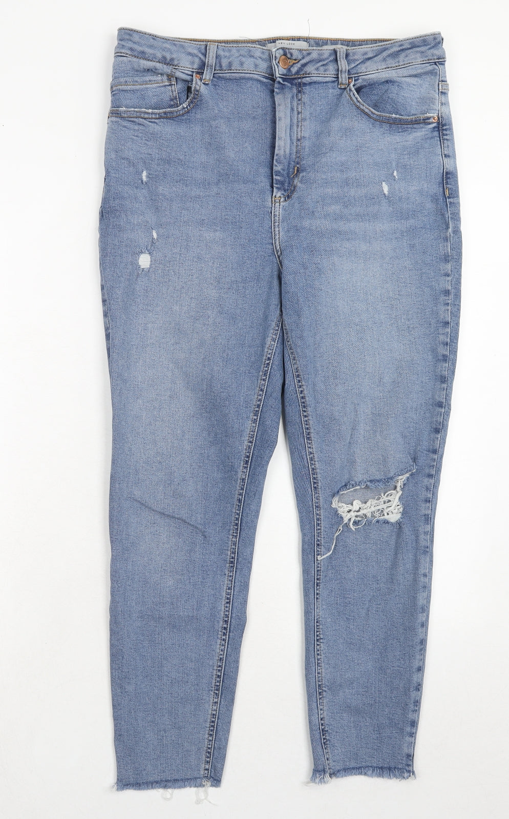 New Look Womens Blue Cotton Skinny Jeans Size 14 Regular Zip