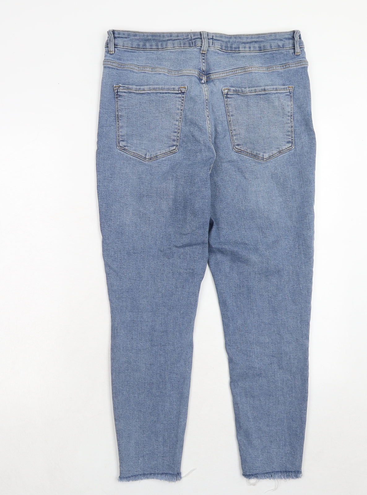 New Look Womens Blue Cotton Skinny Jeans Size 14 Regular Zip