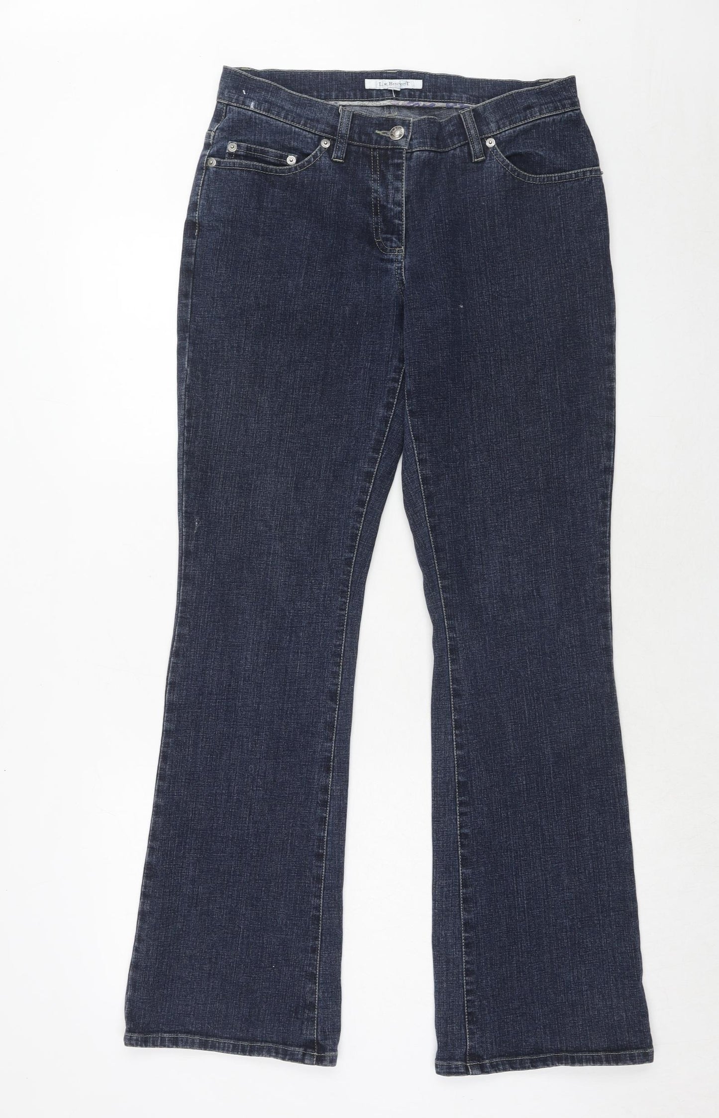 LK Bennet Womens Blue Cotton Bootcut Jeans Size 12 Regular Zip