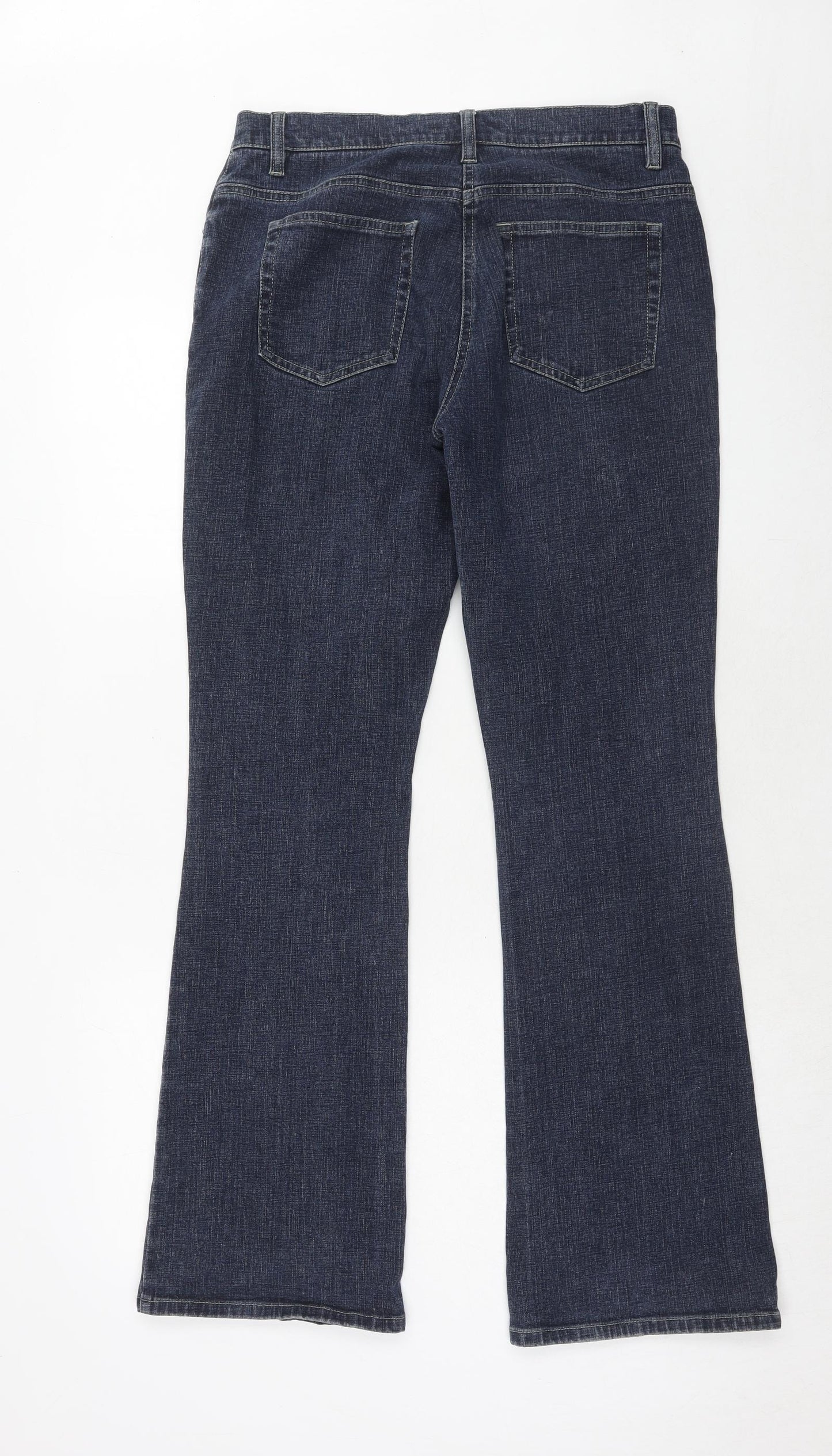LK Bennet Womens Blue Cotton Bootcut Jeans Size 12 Regular Zip