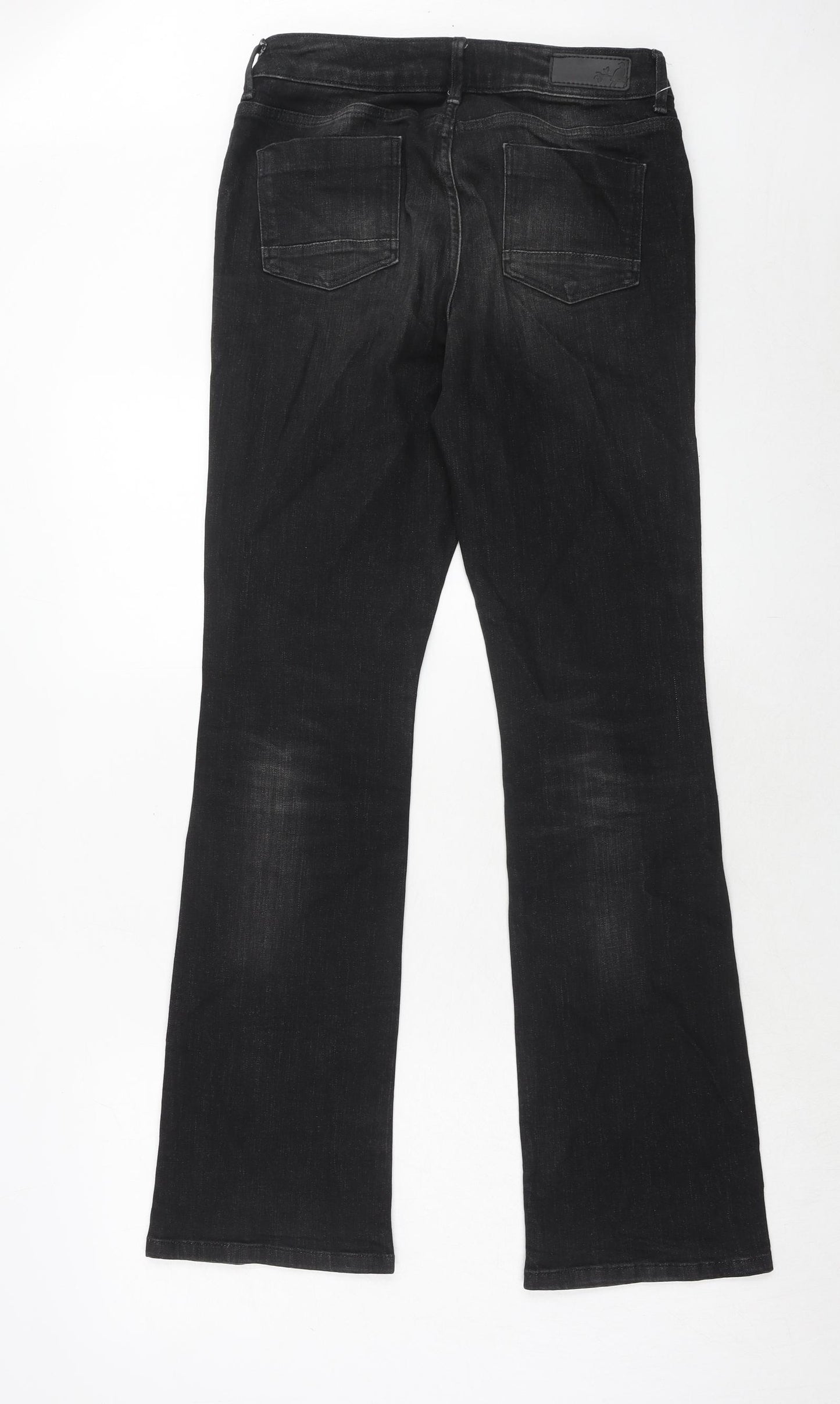 Marks and Spencer Womens Black Cotton Bootcut Jeans Size 12 Regular Zip