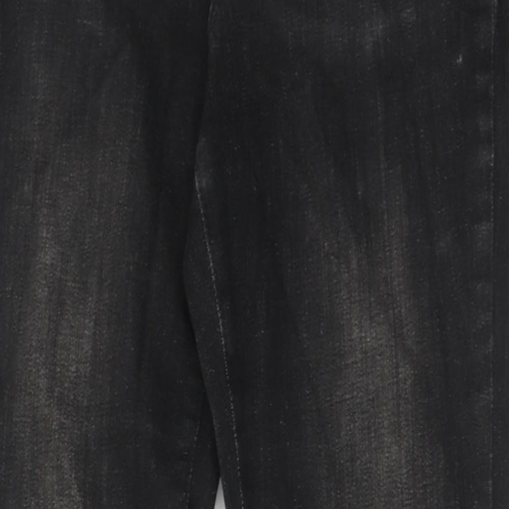 Marks and Spencer Womens Black Cotton Bootcut Jeans Size 12 Regular Zip