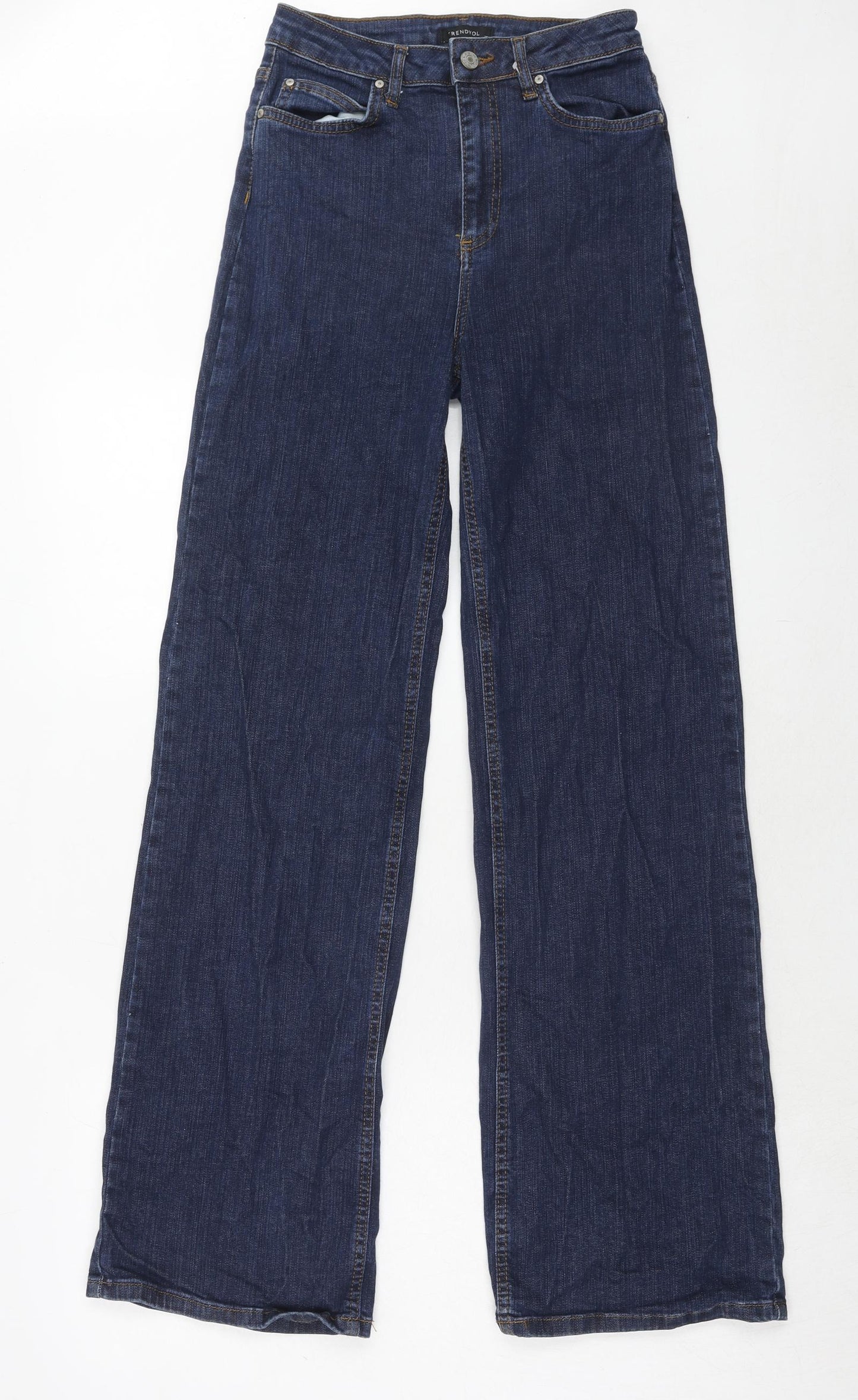 Trendyol Womens Blue Cotton Mom Jeans Size 8 Regular Zip