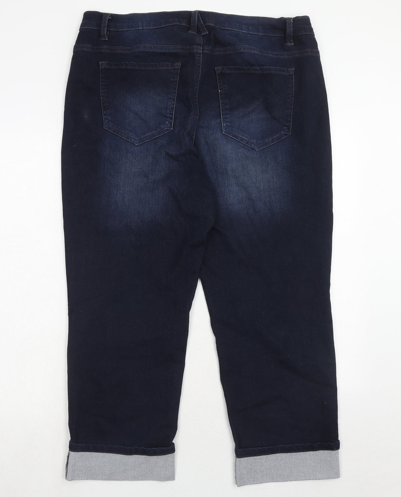 Angels Womens Blue Cotton Straight Jeans Size 16 Regular Zip