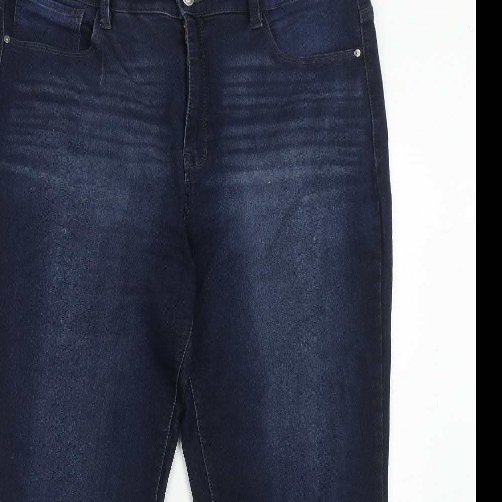 Angels Womens Blue Cotton Straight Jeans Size 16 Regular Zip
