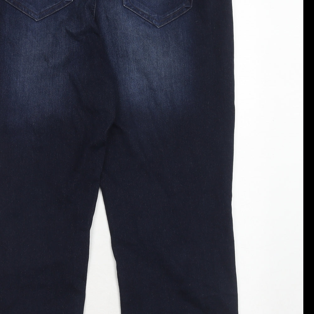 Angels Womens Blue Cotton Straight Jeans Size 16 Regular Zip