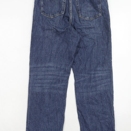 Marks and Spencer Womens Blue Cotton Straight Jeans Size 28 in Regular Zip