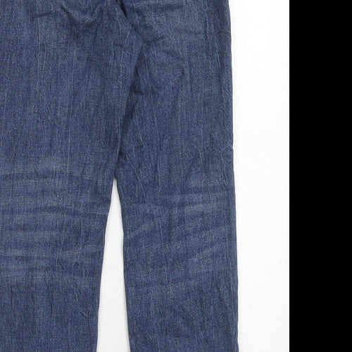 Marks and Spencer Womens Blue Cotton Straight Jeans Size 28 in Regular Zip